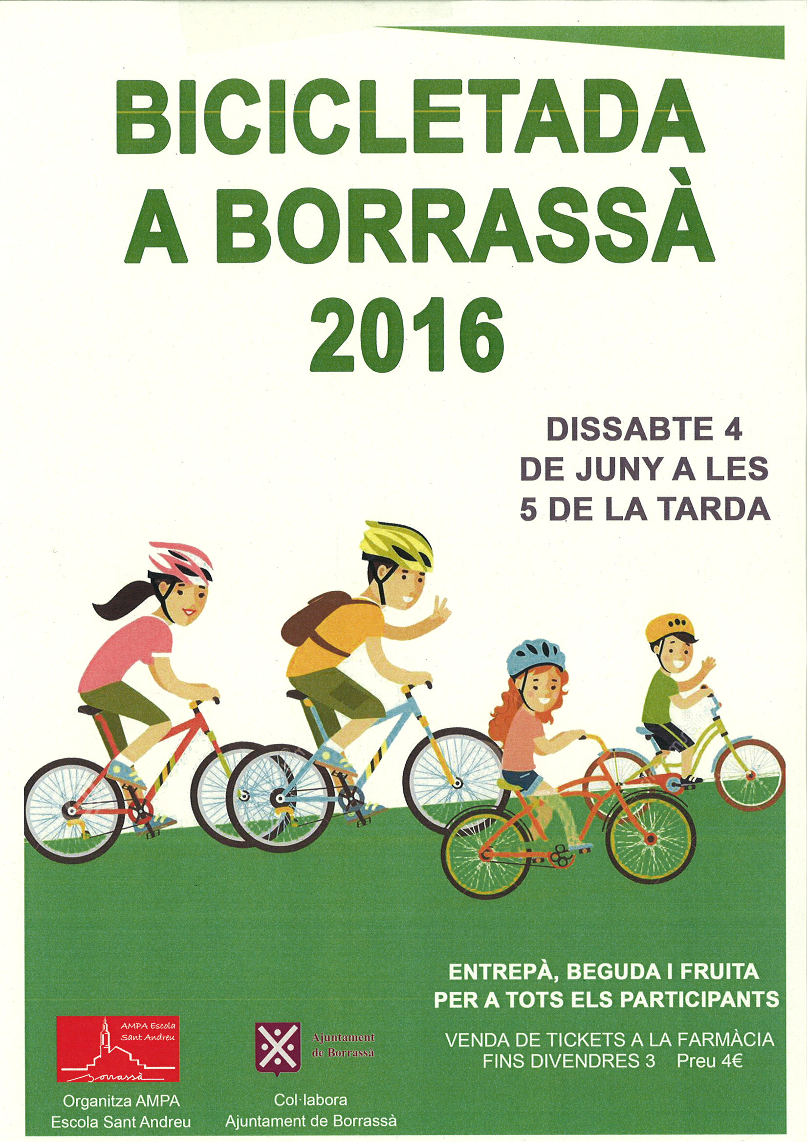 Aquest dissabte, 4 de juny, se celebrarà la Bicicletada organitzada per l'AMA de l'escola Sant Andreu.